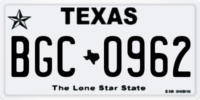 TX license plate BGC0962