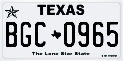 TX license plate BGC0965