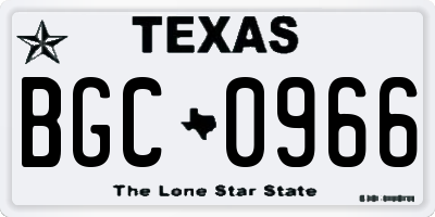 TX license plate BGC0966