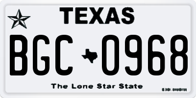 TX license plate BGC0968