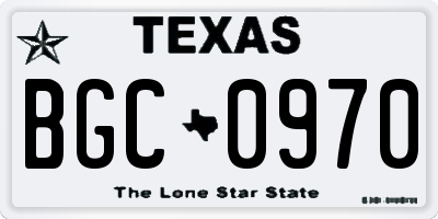 TX license plate BGC0970