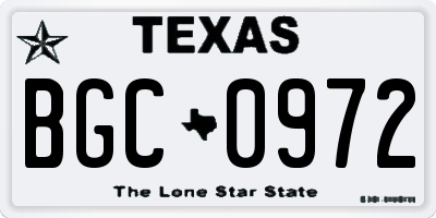 TX license plate BGC0972