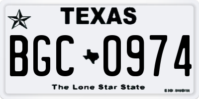 TX license plate BGC0974