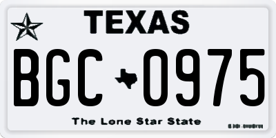 TX license plate BGC0975