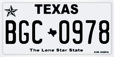 TX license plate BGC0978