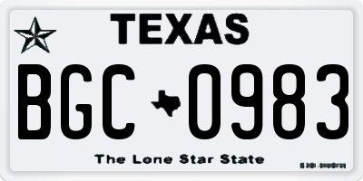 TX license plate BGC0983