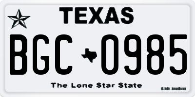 TX license plate BGC0985