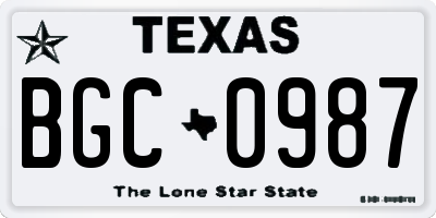 TX license plate BGC0987