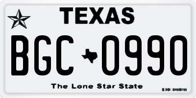 TX license plate BGC0990