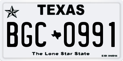 TX license plate BGC0991
