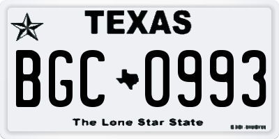 TX license plate BGC0993