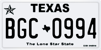 TX license plate BGC0994
