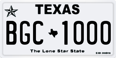 TX license plate BGC1000