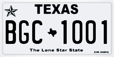 TX license plate BGC1001