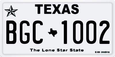 TX license plate BGC1002