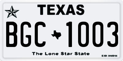 TX license plate BGC1003