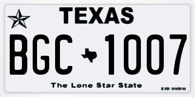 TX license plate BGC1007