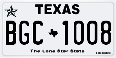 TX license plate BGC1008