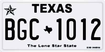 TX license plate BGC1012