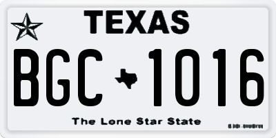 TX license plate BGC1016
