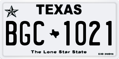TX license plate BGC1021