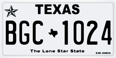 TX license plate BGC1024