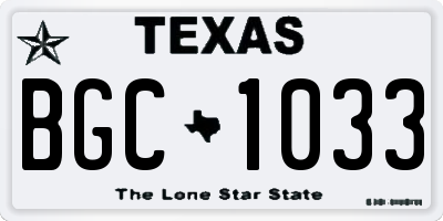TX license plate BGC1033