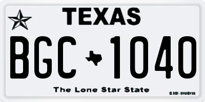 TX license plate BGC1040