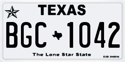 TX license plate BGC1042