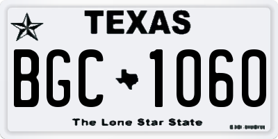 TX license plate BGC1060