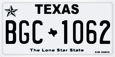 TX license plate BGC1062