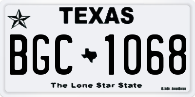 TX license plate BGC1068