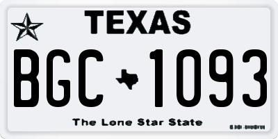 TX license plate BGC1093