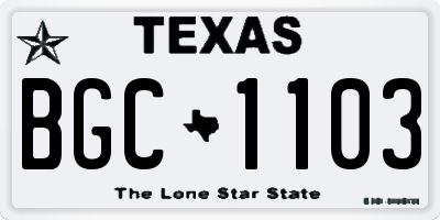 TX license plate BGC1103