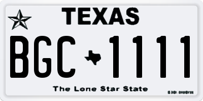 TX license plate BGC1111