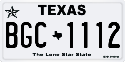 TX license plate BGC1112