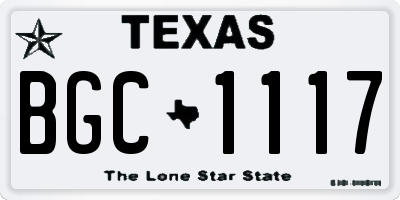 TX license plate BGC1117