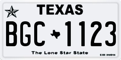 TX license plate BGC1123