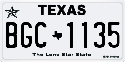 TX license plate BGC1135