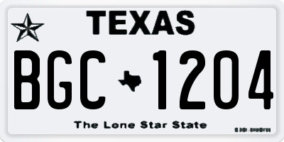 TX license plate BGC1204