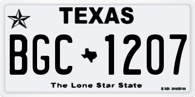 TX license plate BGC1207