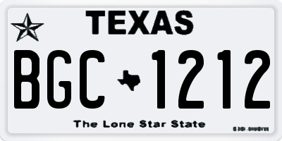 TX license plate BGC1212