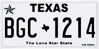 TX license plate BGC1214