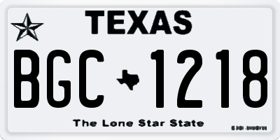 TX license plate BGC1218