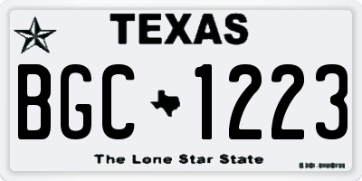 TX license plate BGC1223
