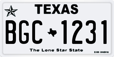 TX license plate BGC1231