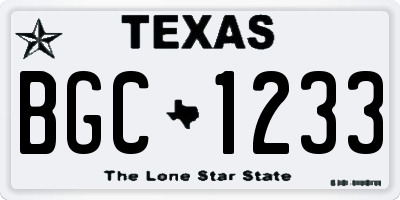 TX license plate BGC1233