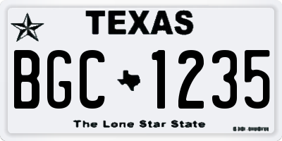 TX license plate BGC1235