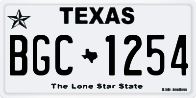 TX license plate BGC1254