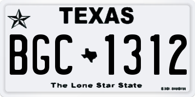 TX license plate BGC1312